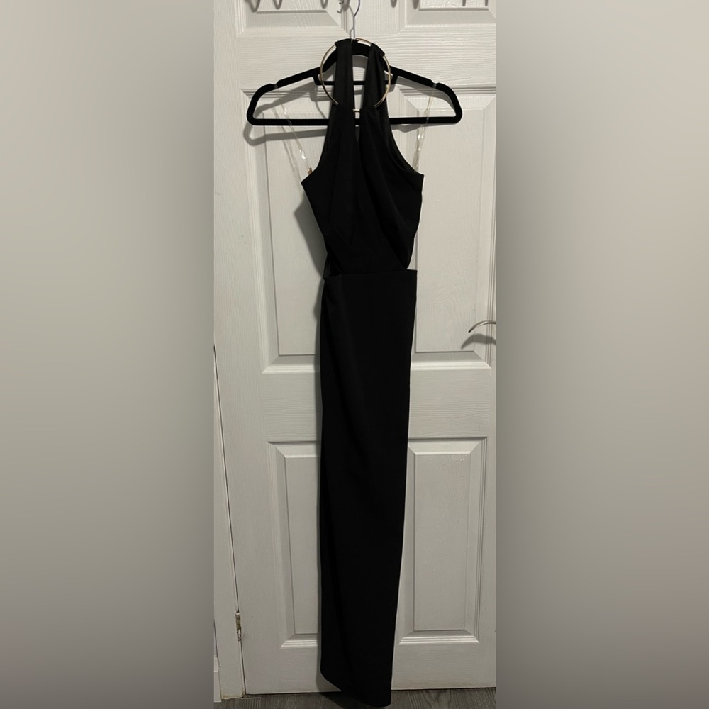 JS COLLECTION GOLD RING BLACK GOWN - Picture 2 of 5